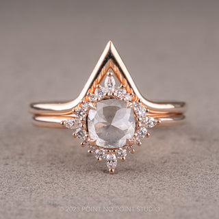 1.42 Carat Icy Grey Diamond Engagement Ring, Cosette Setting, 14k Rose Gold