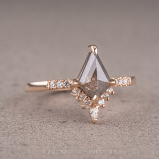 .78 Carat Salt and Pepper Kite Diamond Engagement Ring, Avaline Setting, 14K Rose Gold