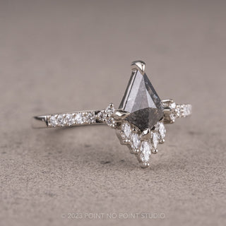 .90 Carat Salt and Pepper Kite Diamond Engagement Ring, Camila Setting, Platinum