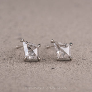 .71tcw Salt and Pepper Kite Diamond Studs, 14k White Gold Earrings