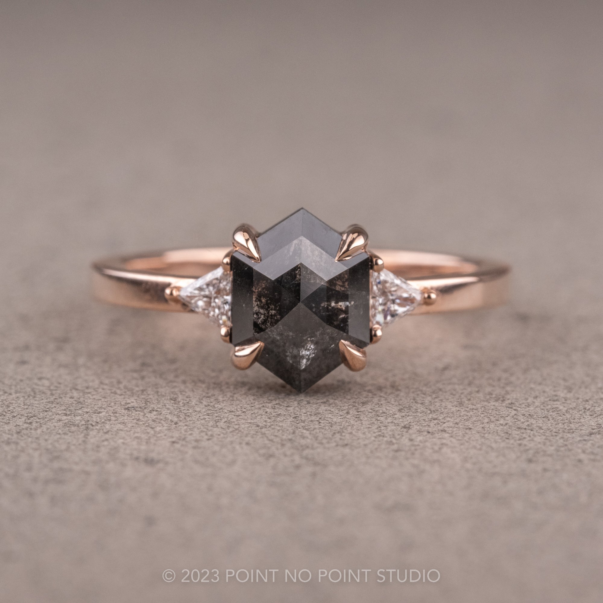 Black Engagement Ring Non Traditional Solitaire Ring 
