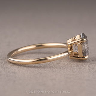 1.92 Carat Salt and Pepper Hexagon Diamond Engagement Ring, Basket Jane Setting, 14K Yellow Gold