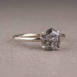 1.92 Carat Salt and Pepper Hexagon Diamond Engagement Ring, Basket Jane Setting, Platinum