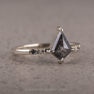 1.13 Carat Black Speckled Kite Diamond Engagement Ring, Ombre Jules Setting, Platinum