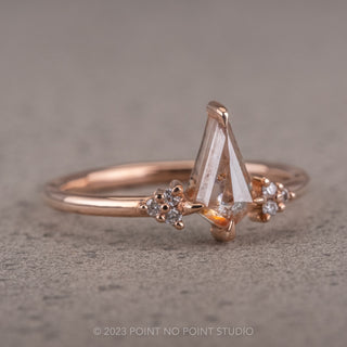 .70 Carat Salt and Pepper Kite Diamond Engagement Ring, Quinn Setting, 14k Rose Gold