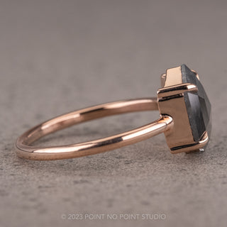 1.90 Carat Black Hexagon Diamond Engagement Ring, Jane Setting, 14K Rose Gold