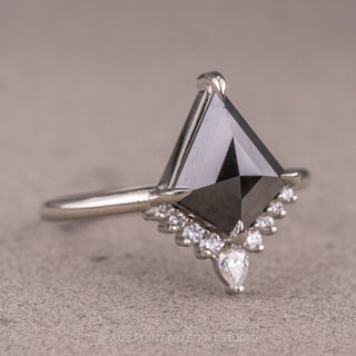 2.35 Carat Black Kite Diamond Engagement Ring, Ava Setting, 14K White Gold