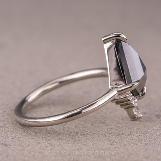 2.35 Carat Black Kite Diamond Engagement Ring, Ava Setting, 14K White Gold