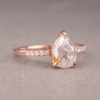 1.88 Carat Icy White Pear Diamond Engagement Ring, Juliette Setting, 14K Rose Gold