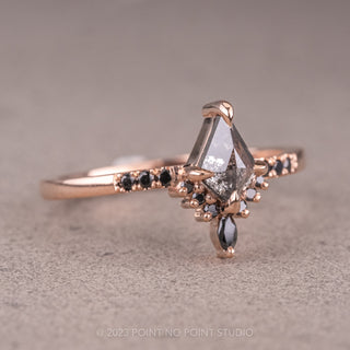 .71 Carat Salt and Pepper Kite Diamond Engagement Ring, Avaline Setting, 14K Rose Gold