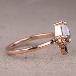 .71 Carat Salt and Pepper Kite Diamond Engagement Ring, Avaline Setting, 14K Rose Gold