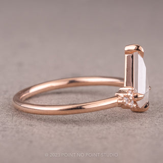 .72 Carat Icy White Kite Diamond Engagement Ring, Quinn Setting, 14k Rose Gold