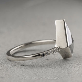 2.60 Carat Salt and Pepper Kite Diamond Engagement Ring, Ombre Bezel Jules Setting, Platinum