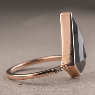 4 Carat Black Kite Diamond Engagement Ring, Ombre Bezel Jules Setting, 14K Rose Gold
