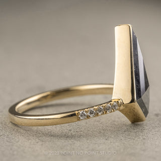 2.91 Carat Salt and Pepper Kite Diamond Engagement Ring, Bezel Jules Setting, 14K Yellow Gold