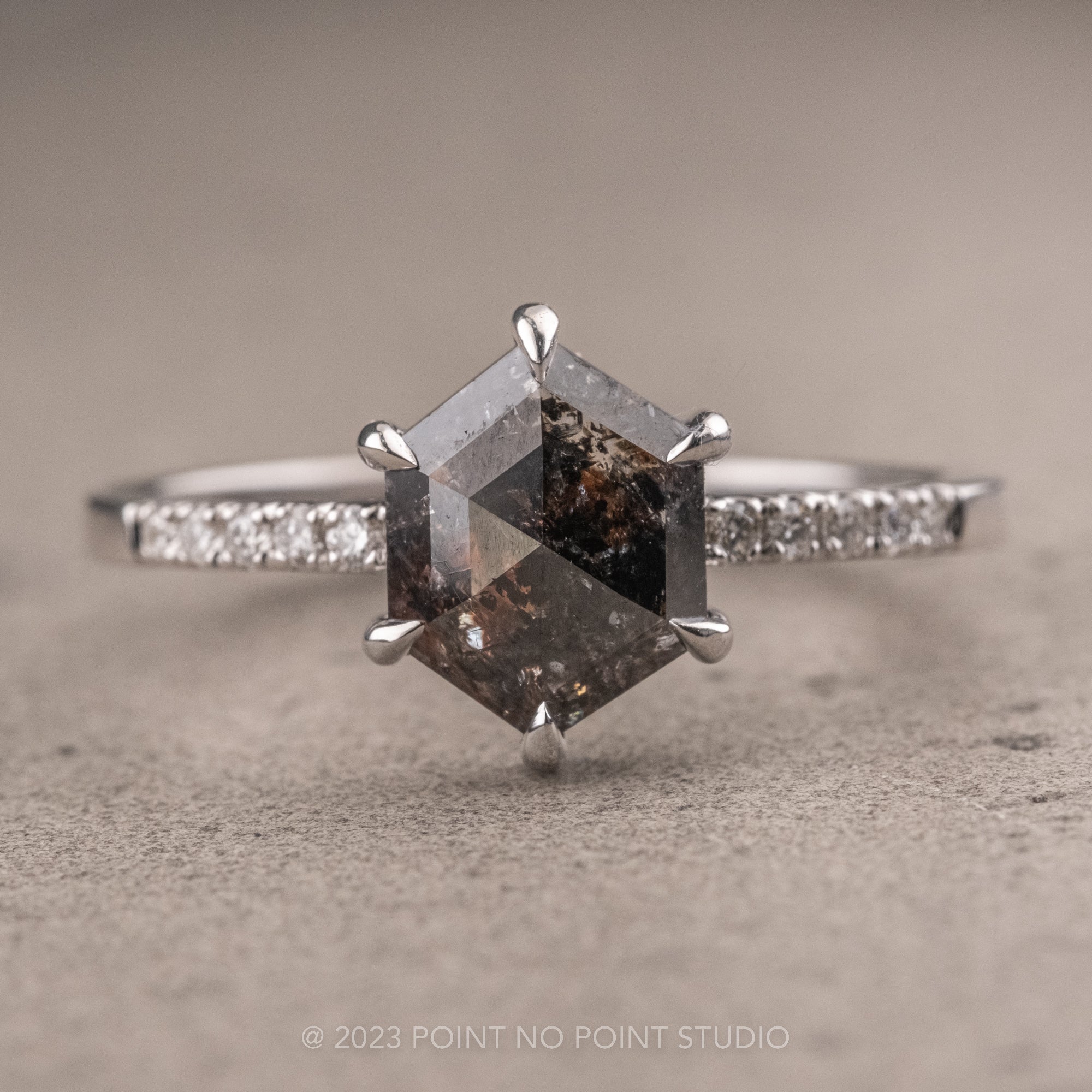 Princess Cut Square Black Diamond Accent Ring | Barkev's