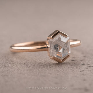 1.41 Carat Icy White Hexagon Diamond Engagement Ring, Charlize Setting, 14k Rose Gold