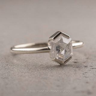 1.41 Carat Icy White Hexagon Diamond Engagement Ring, Charlize Setting, 14k White Gold
