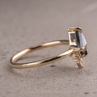 .89 Carat Salt and Pepper Kite Diamond Engagement Ring, Ava Setting, 14K Yellow Gold
