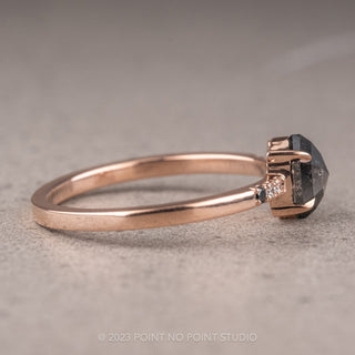 1.04 Carat Salt and Pepper Hexagon Diamond Engagement Ring, Ombre Jules Setting, 14K Rose Gold