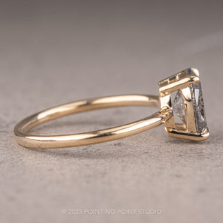 1.62 Carat Salt and Pepper Oval Diamond Engagement Ring, Basket Jane Setting, 14K Yellow Gold