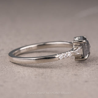 .98 Carat Salt and Pepper Hexagon Diamond Engagement Ring, Eliza Setting, 14K White Gold