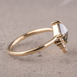 1.12 Carat Salt and Pepper Kite Diamond Engagement Ring, Ava Setting, 14K Yellow Gold
