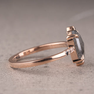 1.88 Carat Salt and Pepper Hexagon Diamond Engagement Ring, Ombre Jules Setting, 14K Rose Gold