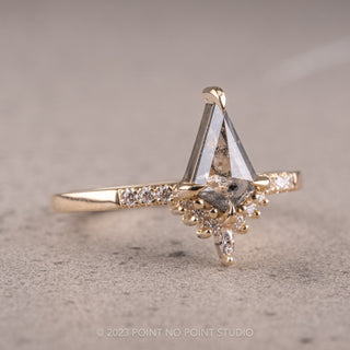.58 Carat Salt and Pepper Kite Diamond Engagement Ring, Avaline Setting, 14K Yellow Gold