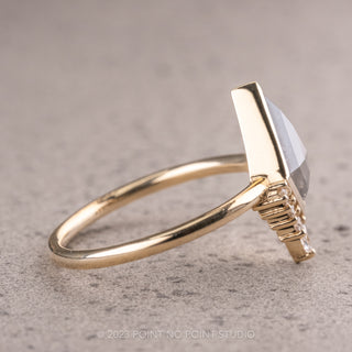 1.18 Carat Salt and Pepper Kite Diamond Engagement Ring, Bezel Ava Setting, 14K Yellow Gold