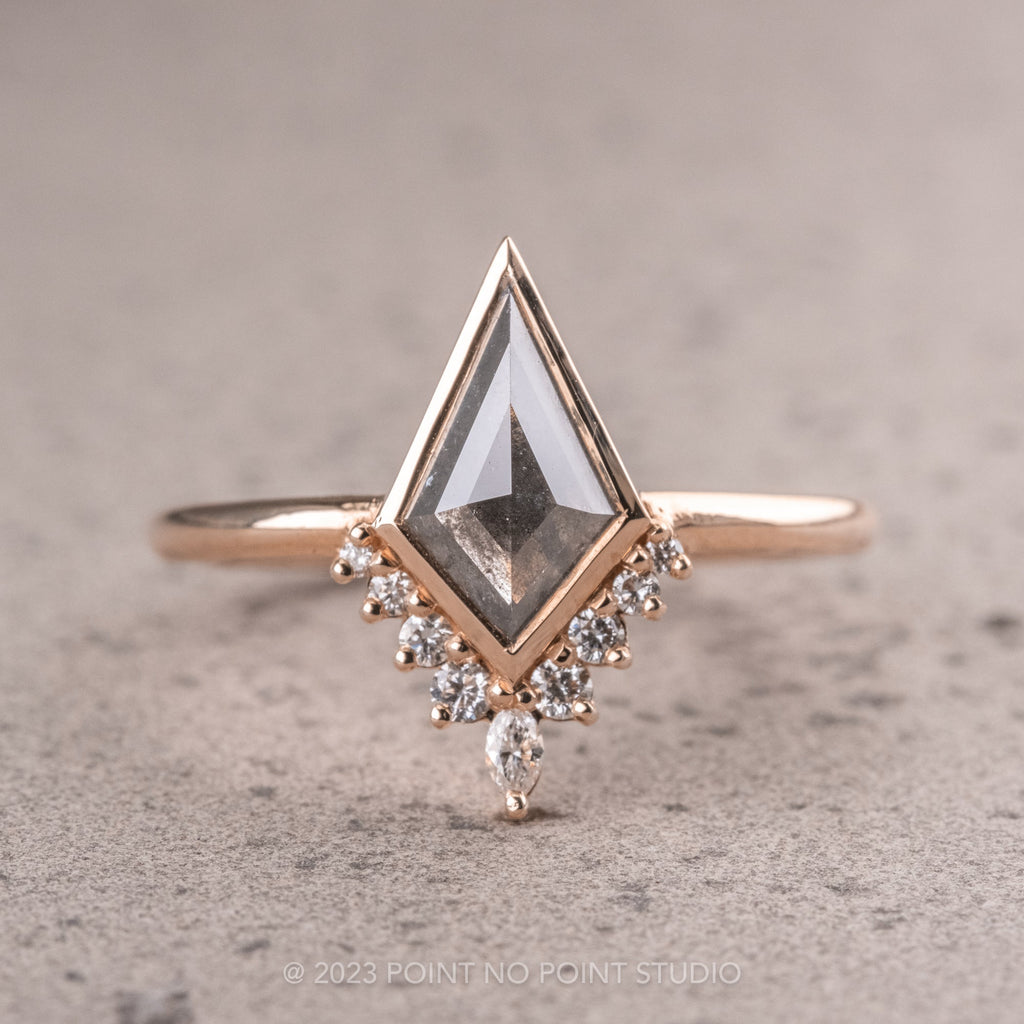 Salt and Pepper Diamond Engagement Ring, Point No Point Studio
