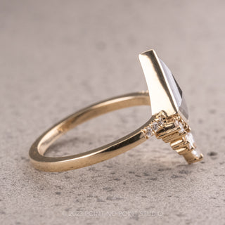 1.52 Carat Salt and Pepper Kite Diamond Engagement Ring, Bezel Wren Setting, 14K Yellow Gold