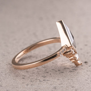 1.22 Carat Salt and Pepper Kite Diamond Engagement Ring, Bezel Wren Setting, 14K Rose Gold