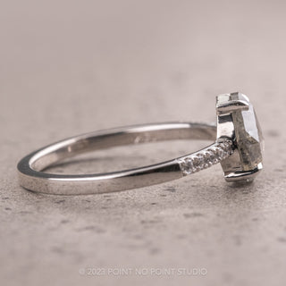 1.29 Carat Salt and Pepper Pear Diamond Engagement Ring, Jules Setting, 14K White Gold