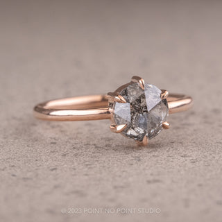 1.47 Carat Salt and Pepper Round Diamond Engagement Ring, Jane Setting, 14K Rose Gold