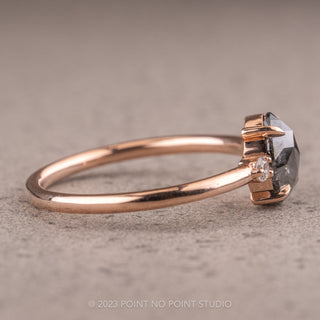 1.10 Carat Salt and Pepper Oval Diamond Engagement Ring, Zoe Setting, 14K Rose Gold