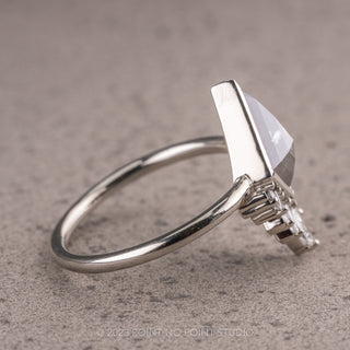 2.03 Carat Salt and Pepper Kite Diamond Engagement Ring, Bezel Wren Setting, 14K White Gold