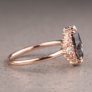 1.70 Carat Black Marquise Diamond Engagement Ring, Olivia Setting, 14K Rose Gold