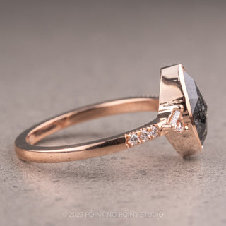 1.31 Carat Salt and Pepper Marquise Diamond Engagement Ring, Eliza Setting, 14K Rose Gold