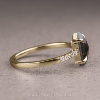 1.42 Carat Black Hexagon Diamond Engagement Ring, Jules Setting, 14k Yellow Gold