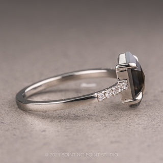 1.42 Carat Black Hexagon Diamond Engagement Ring, Jules Setting, 14k White Gold