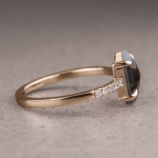 1.33 Carat Black Hexagon Diamond Engagement Ring, Jules Setting, 14k Rose Gold