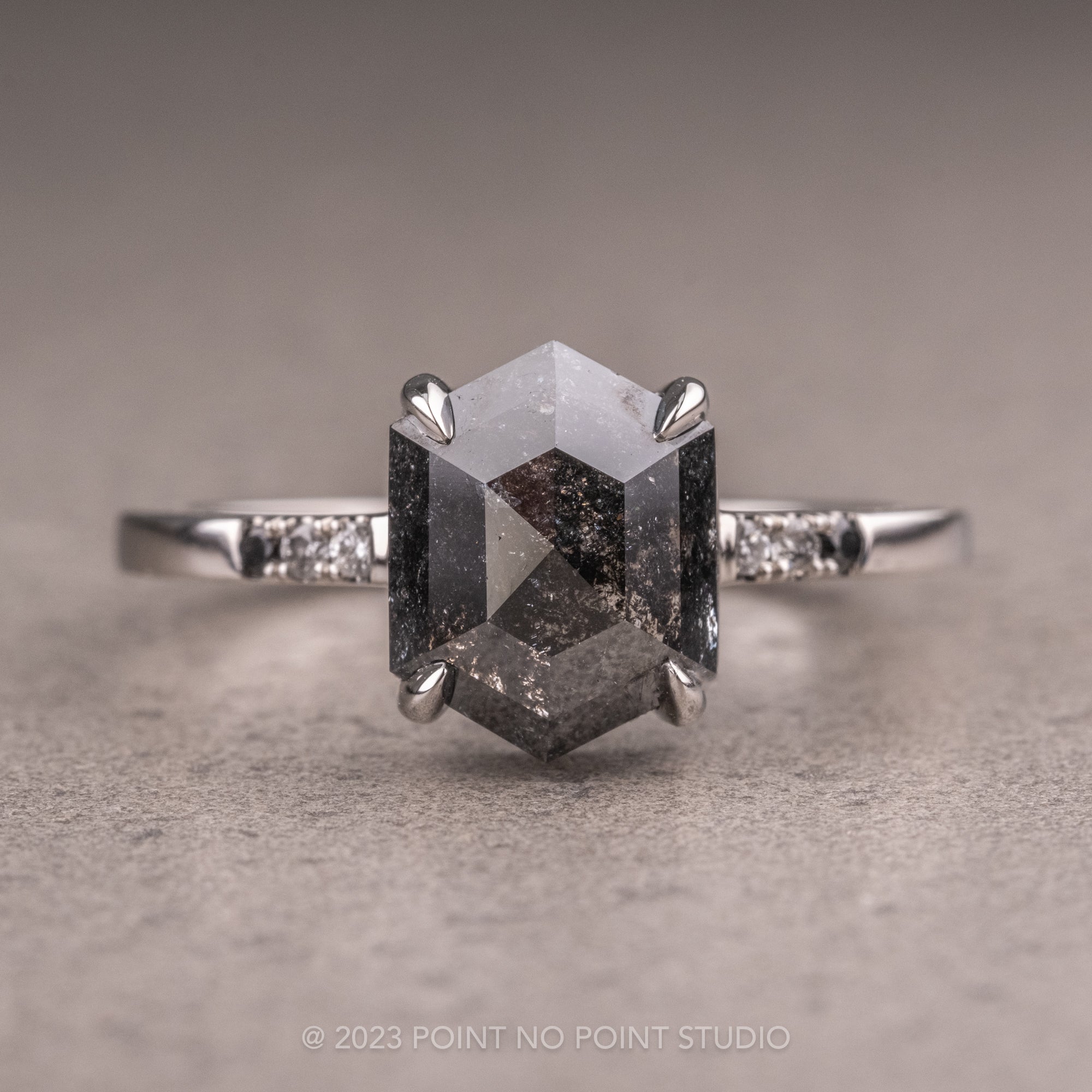 Platinum Round Solitaire Pave Engagement Ring