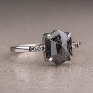 2.69 Carat Black Hexagon Diamond Engagement Ring, Ombre Jules Setting, Platinum