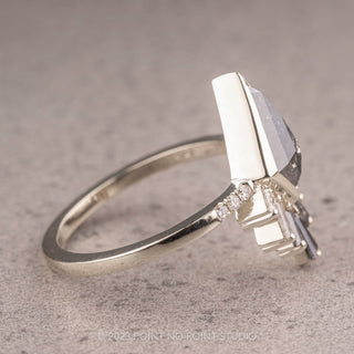 1.97 Carat Salt and Pepper Kite Diamond Engagement Ring, Bezel Wren Setting, Platinum