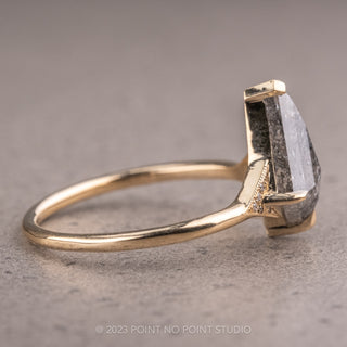 1.95 Carat Salt and Pepper Kite Diamond Engagement Ring, Aela Setting, 14K Yellow Gold