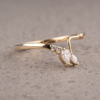 Asymmetrical Diamond Wedding Cuff, Harper Setting, 14K Yellow Gold