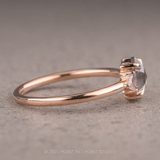 .83 Carat Salt and Pepper Hexagon Diamond Engagement Ring, Zoe Setting, 14K Rose Gold