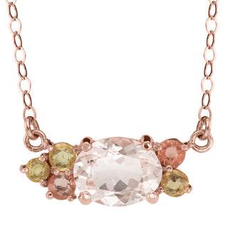 Morganite and Sapphire necklace, recycled 14k rose gold