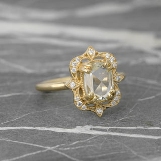 Custom vintage halo engagement ring